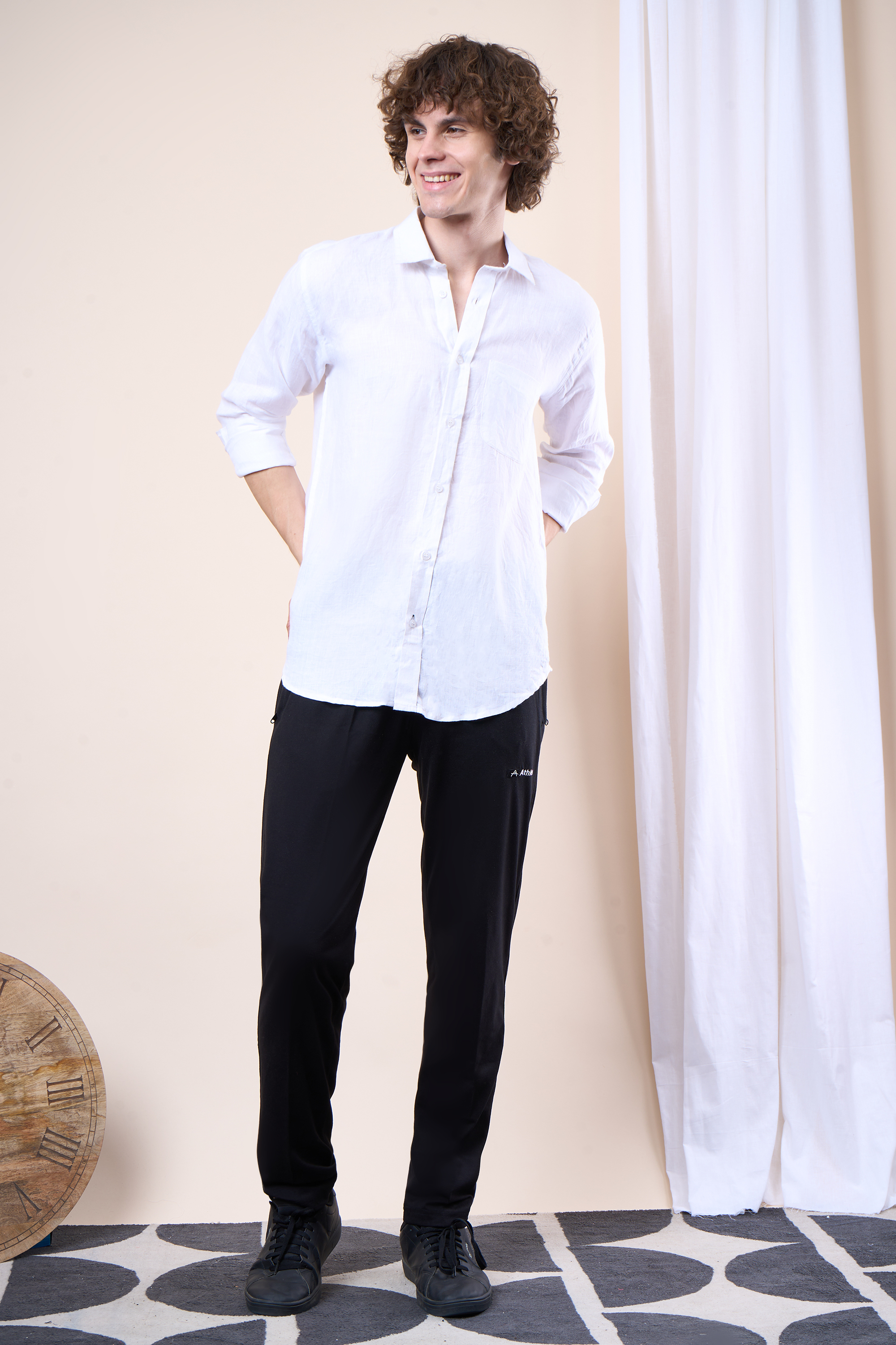 Black Royal Elephant  Printed Halfsleeves Cotton Shirt